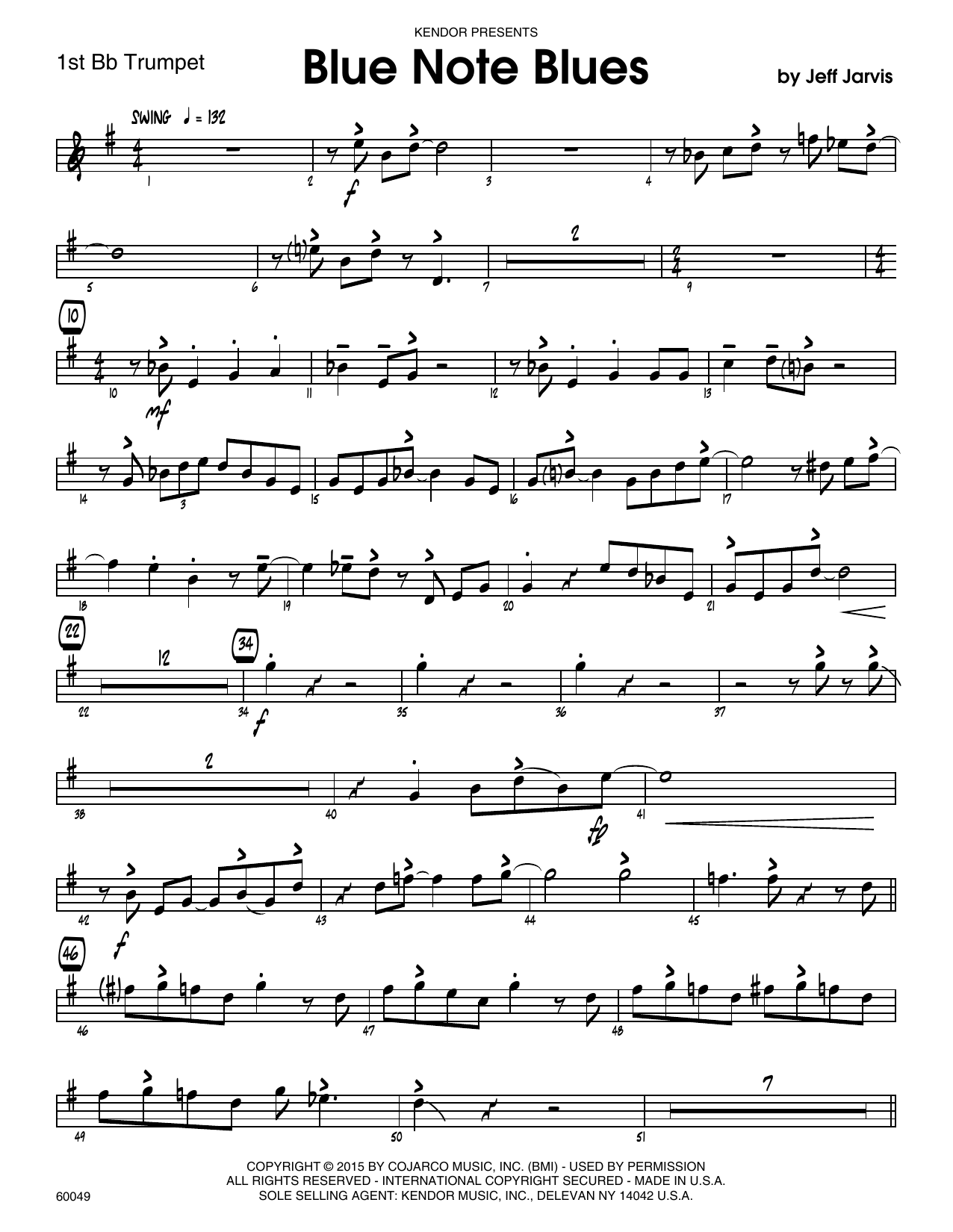 Download Jeff Jarvis Blue Note Blues - 1st Bb Trumpet Sheet Music
