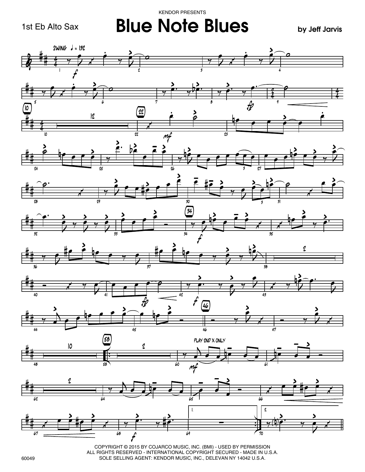 Download Jeff Jarvis Blue Note Blues - 1st Eb Alto Saxophone Sheet Music