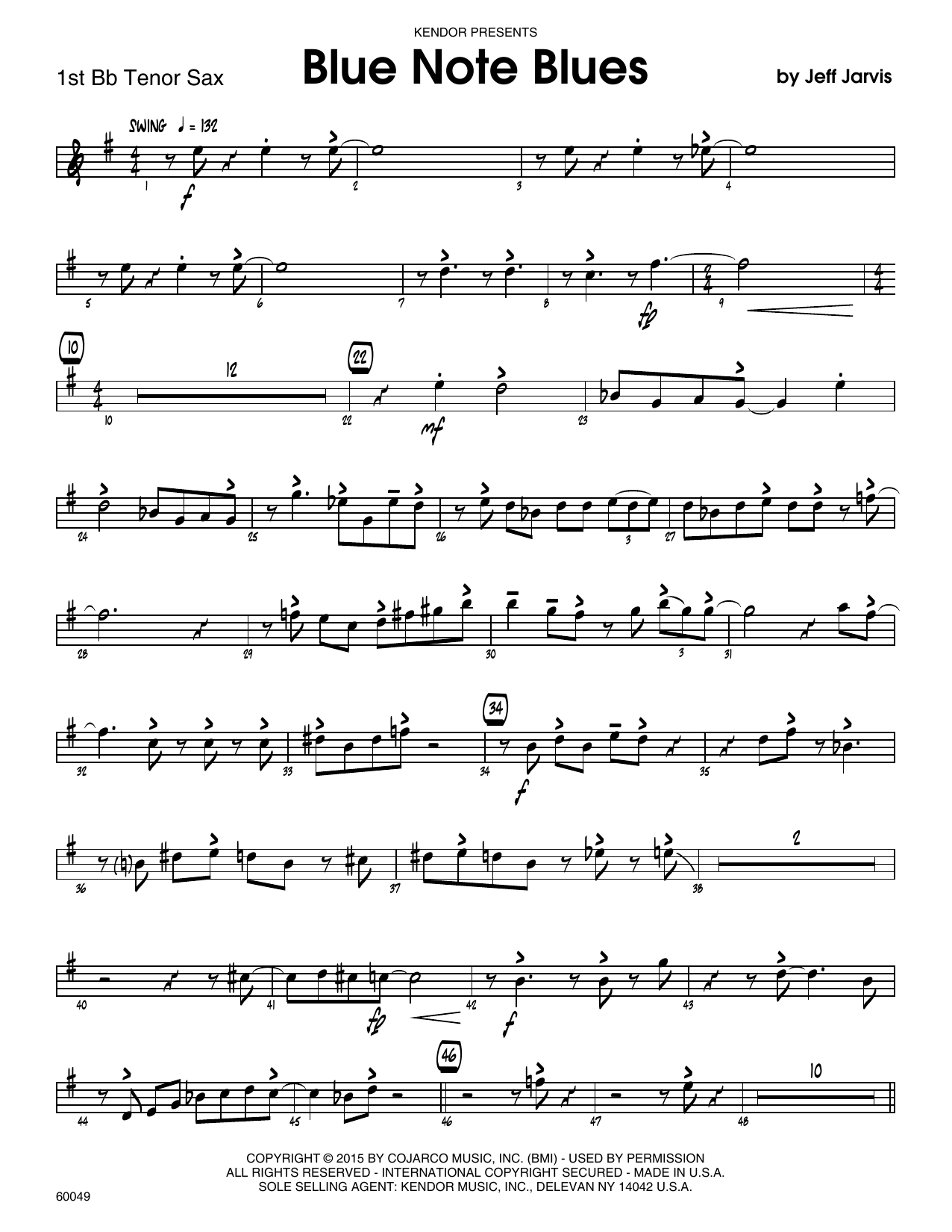 Download Jeff Jarvis Blue Note Blues - 1st Tenor Saxophone Sheet Music