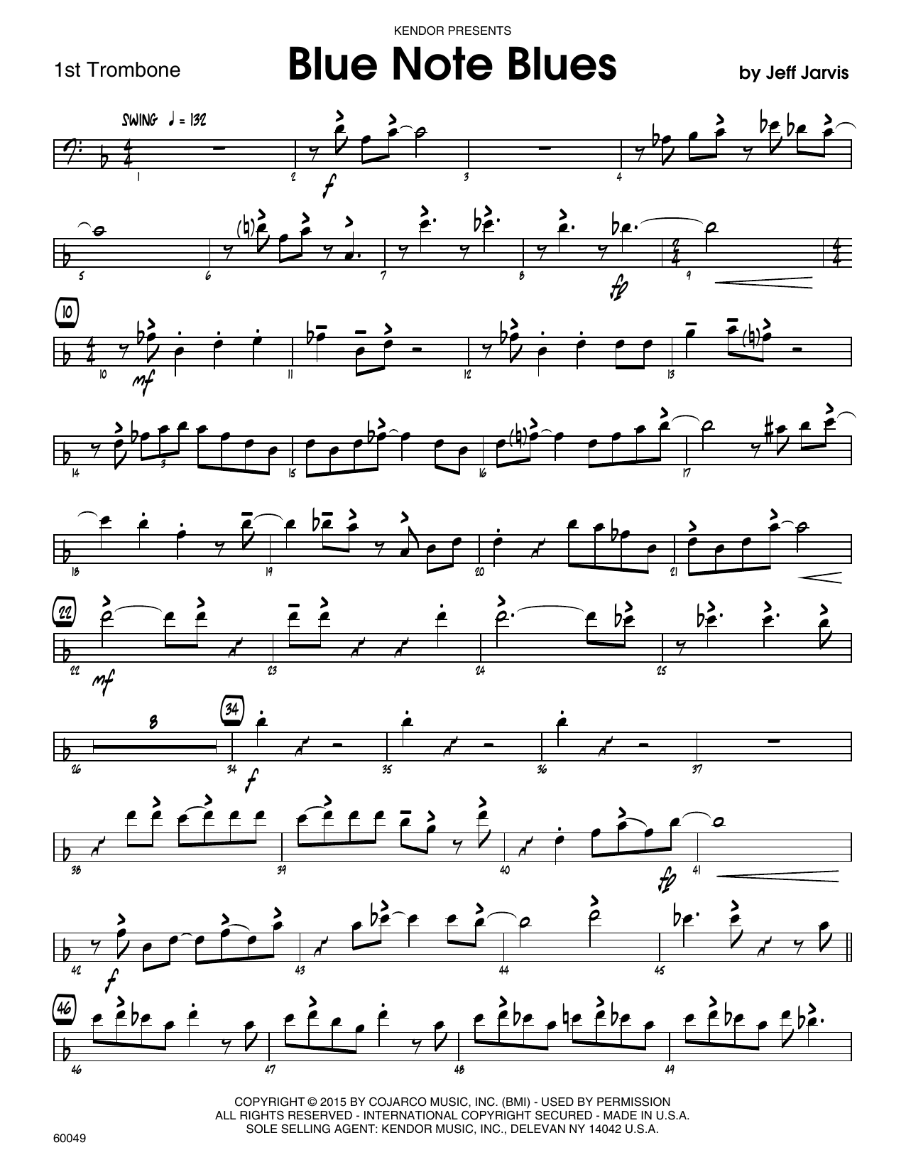 Download Jeff Jarvis Blue Note Blues - 1st Trombone Sheet Music