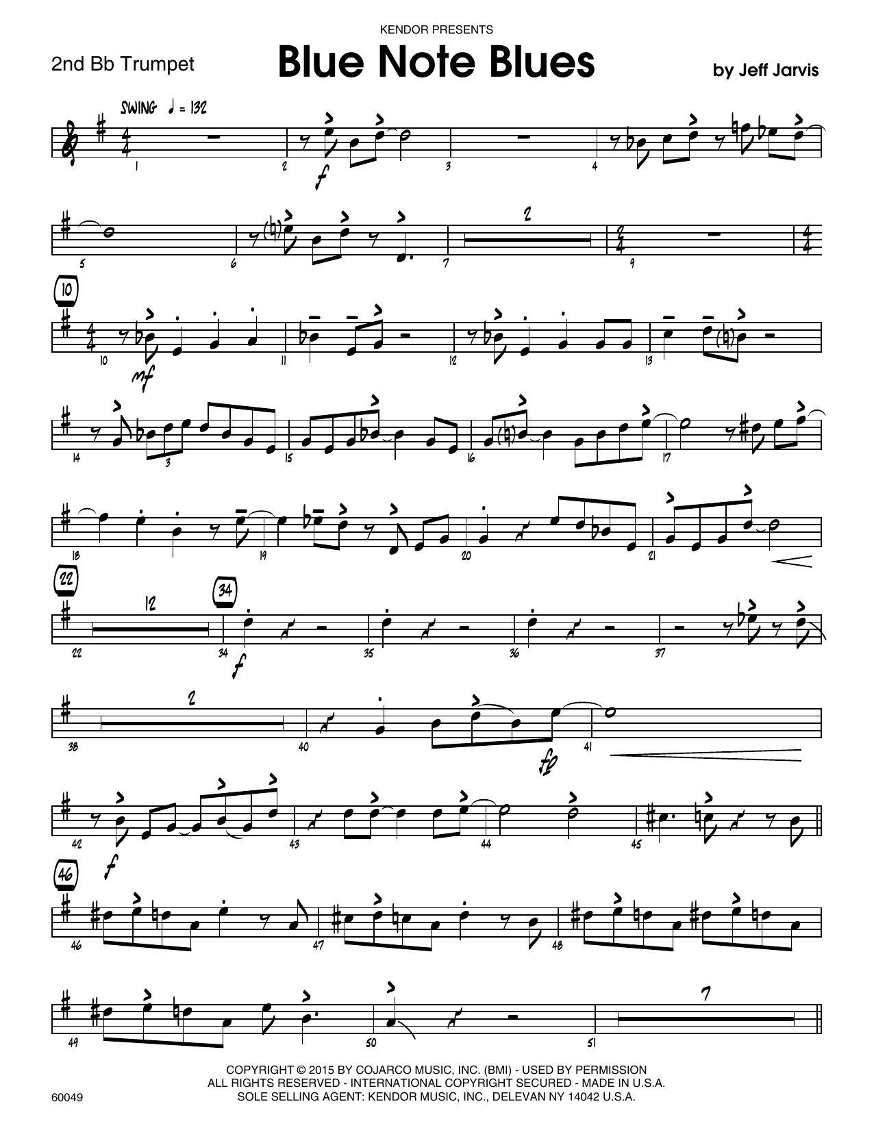 Download Jeff Jarvis Blue Note Blues - 2nd Bb Trumpet Sheet Music