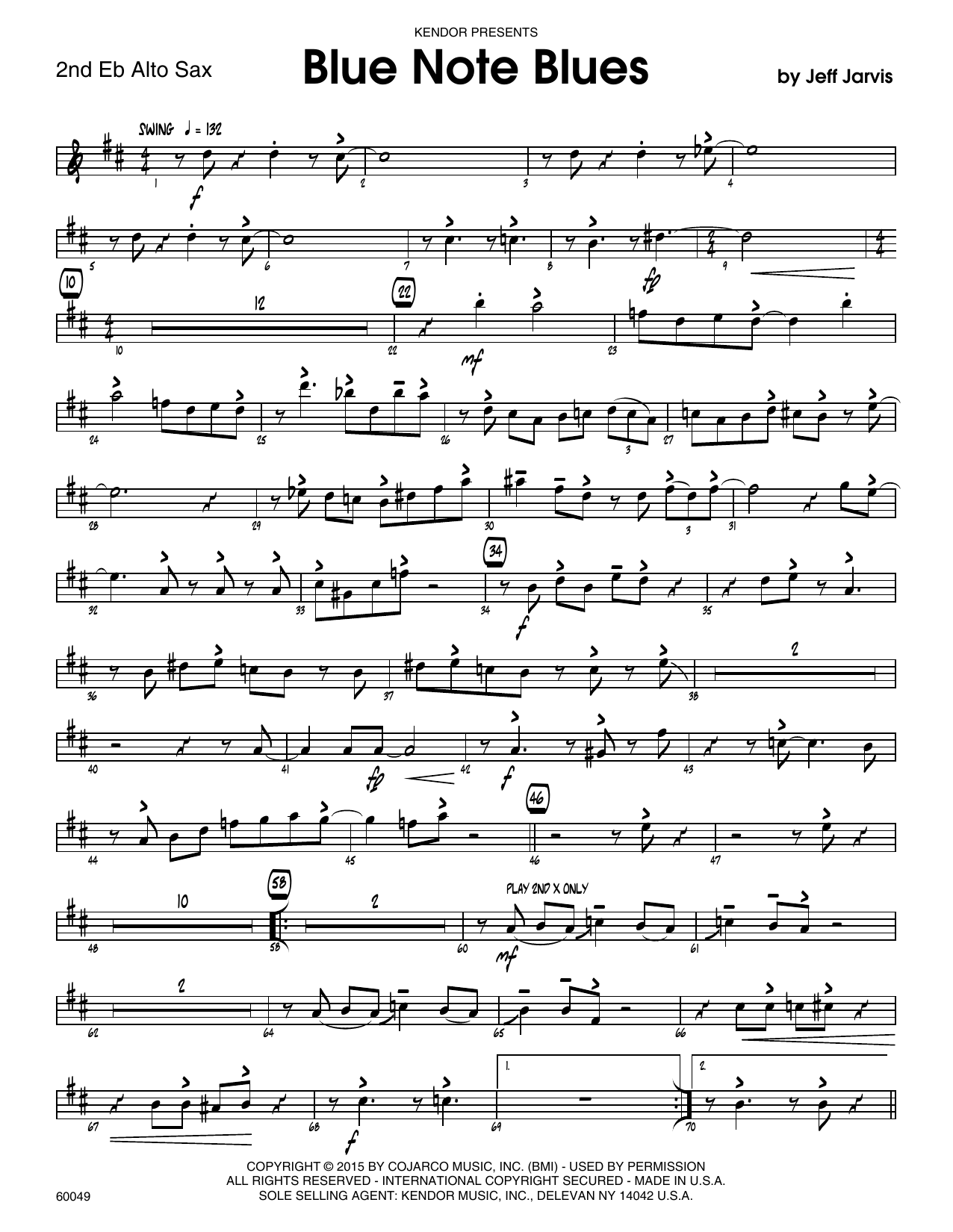 Download Jeff Jarvis Blue Note Blues - 2nd Eb Alto Saxophone Sheet Music