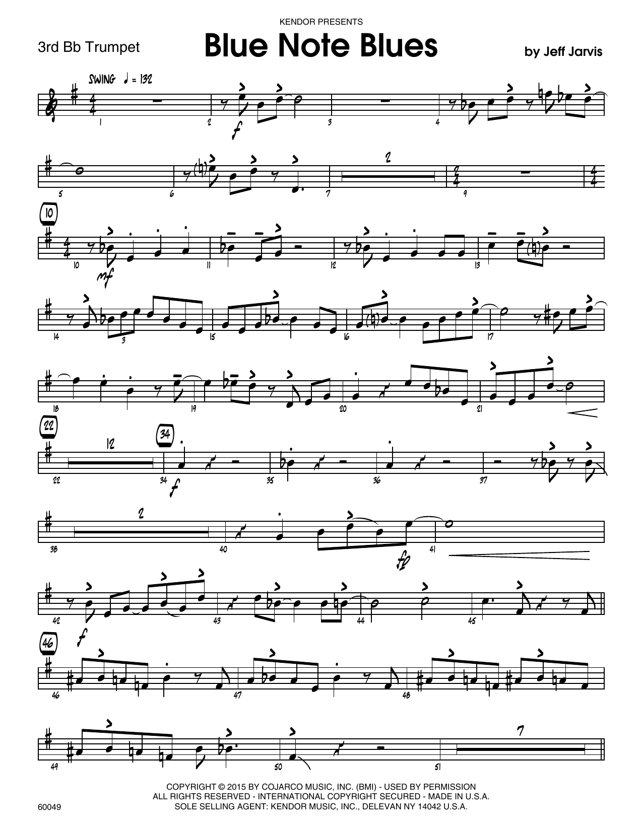 Download Jeff Jarvis Blue Note Blues - 3rd Bb Trumpet Sheet Music