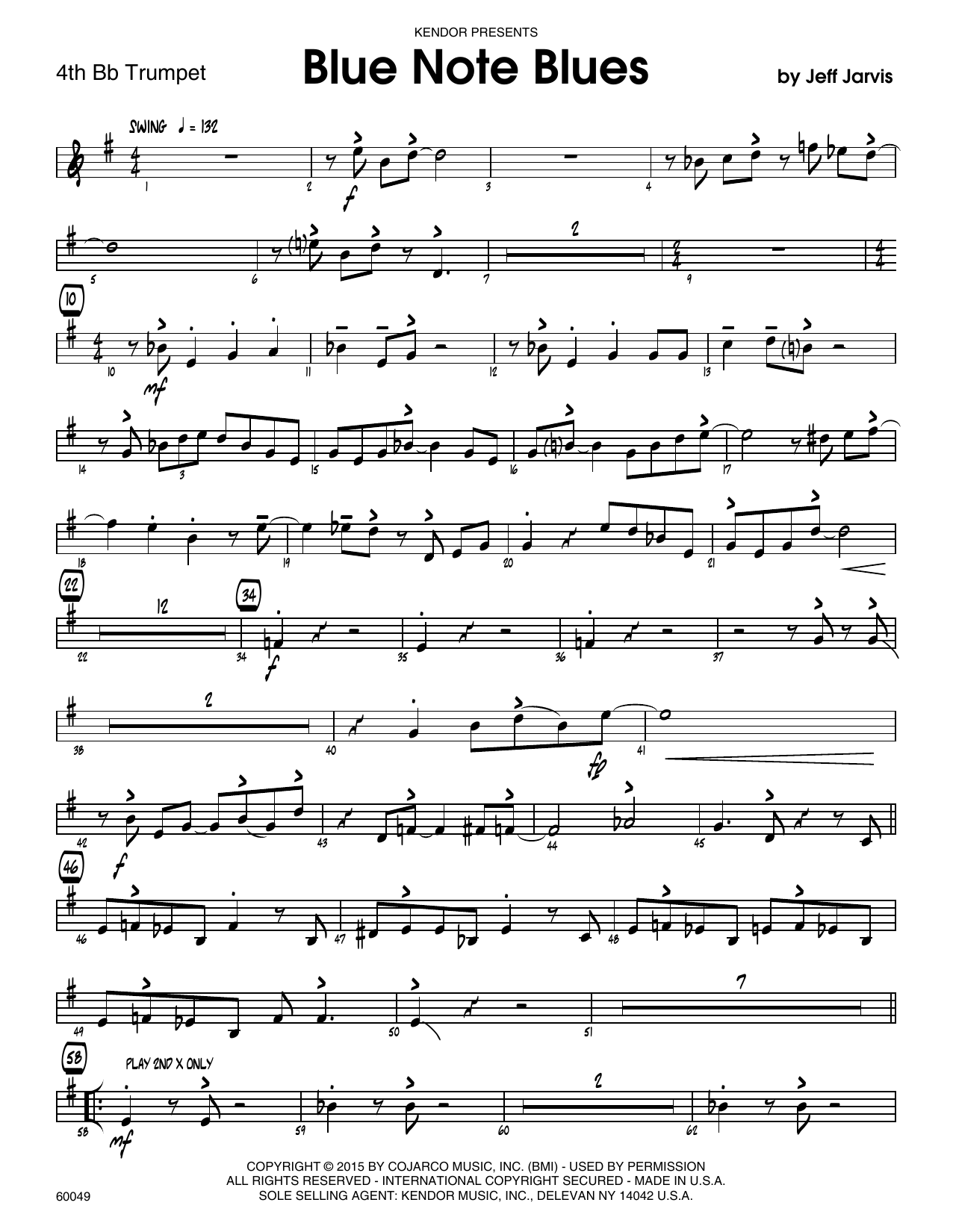 Download Jeff Jarvis Blue Note Blues - 4th Bb Trumpet Sheet Music