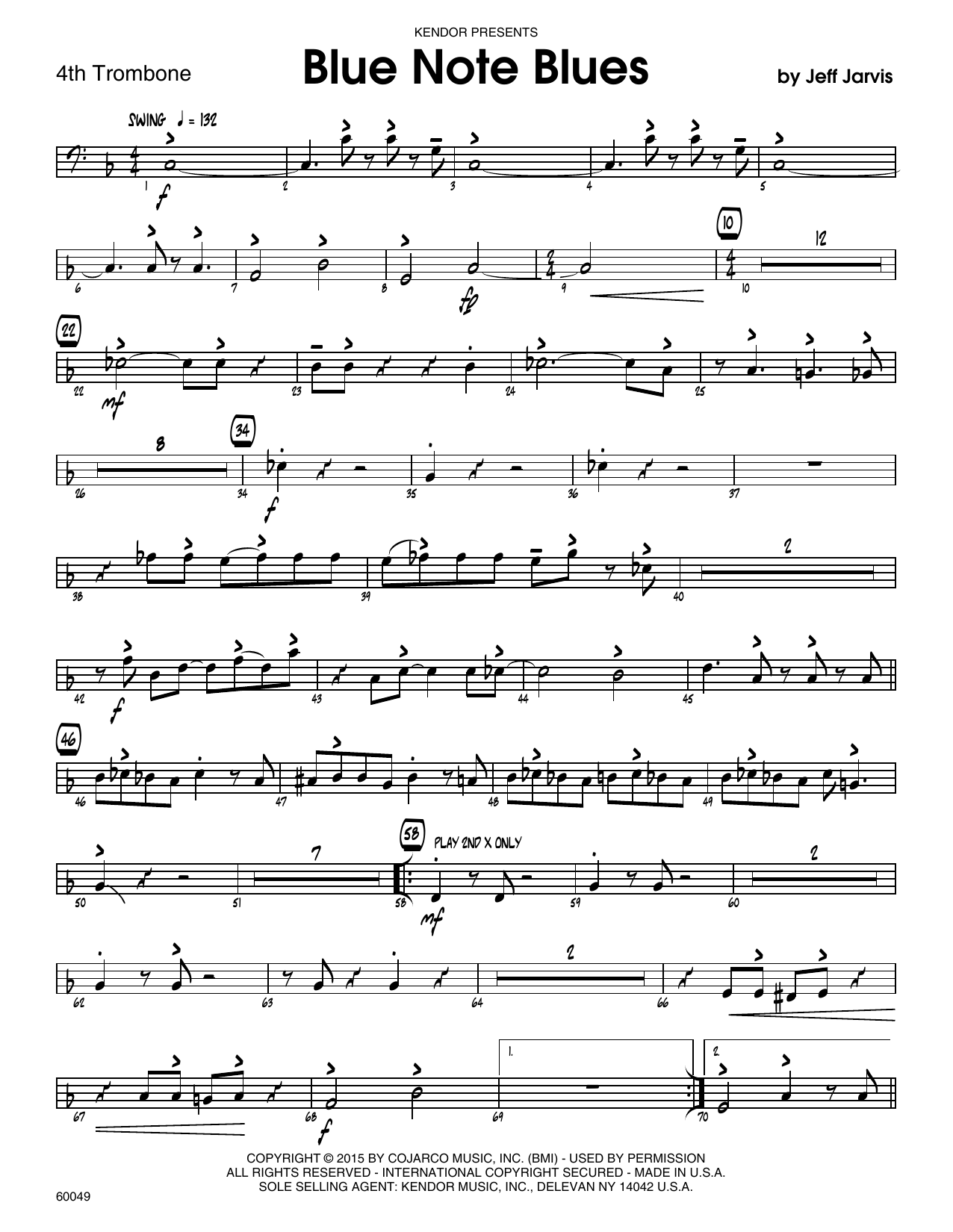 Download Jeff Jarvis Blue Note Blues - 4th Trombone Sheet Music