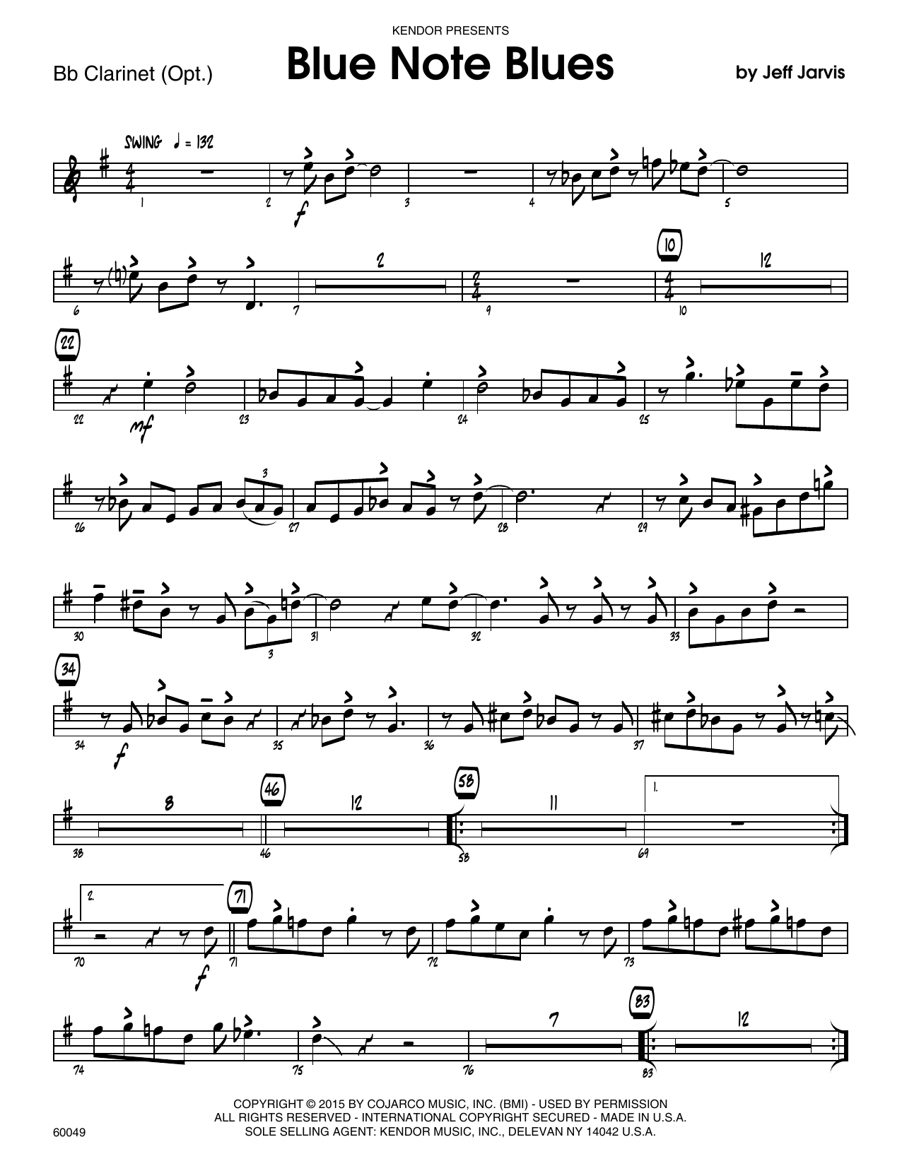 Download Jeff Jarvis Blue Note Blues - Bb Clarinet Sheet Music