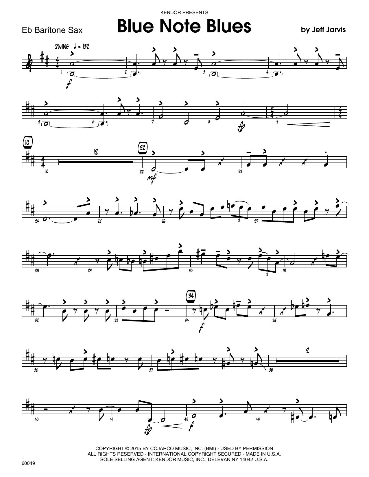 Download Jeff Jarvis Blue Note Blues - Eb Baritone Saxophone Sheet Music