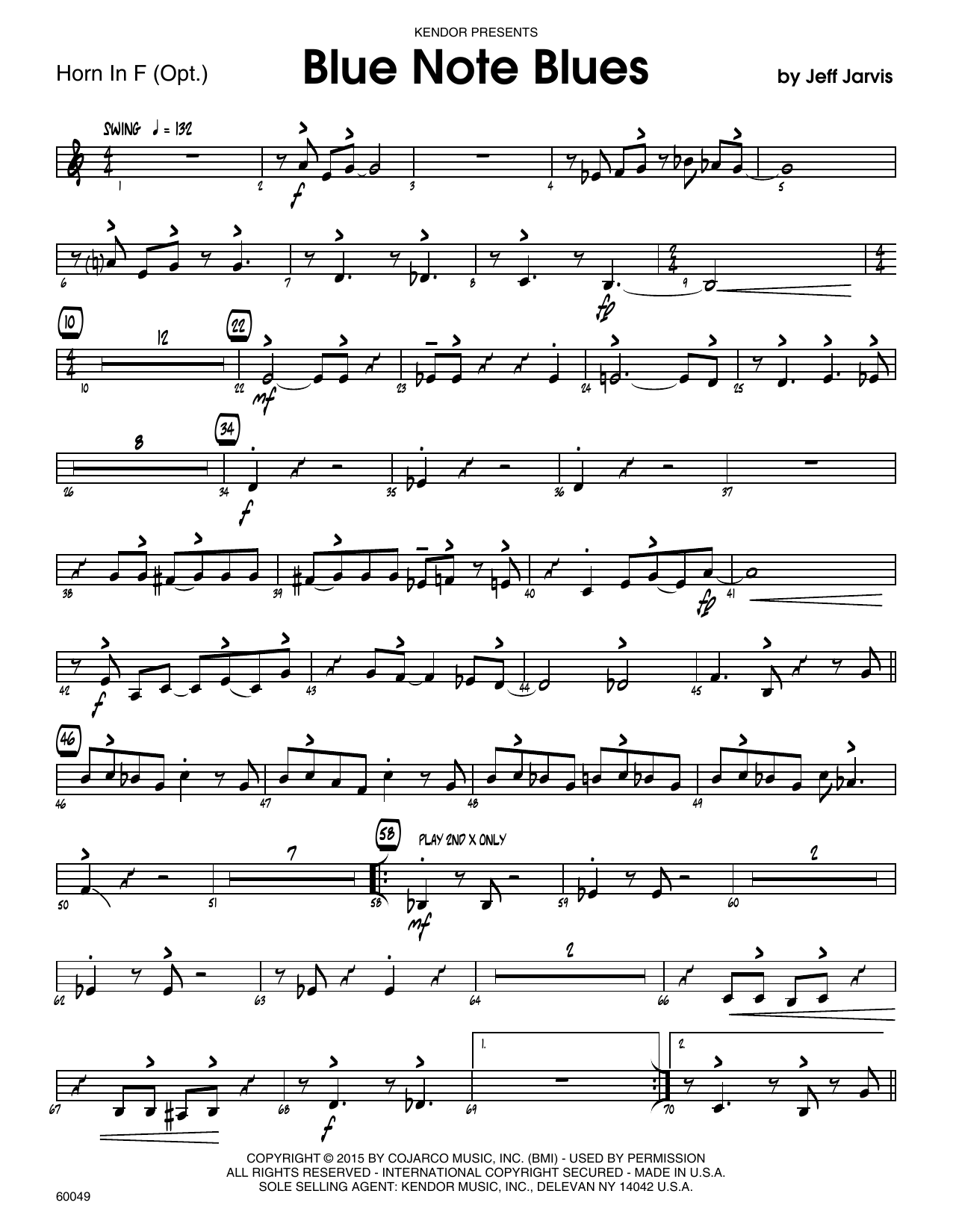Download Jeff Jarvis Blue Note Blues - Horn in F Sheet Music