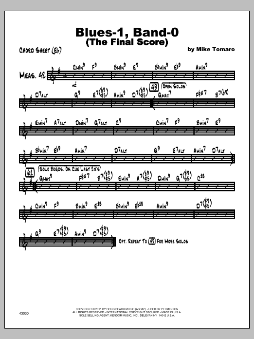 Download Tomaro Blues-1, Band-0 (The Final Score) - Cho Sheet Music