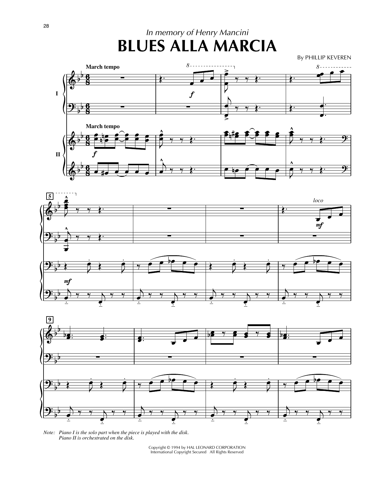 Download Phillip Keveren Blues Alla Marcia (from Presto Scherzo) Sheet Music