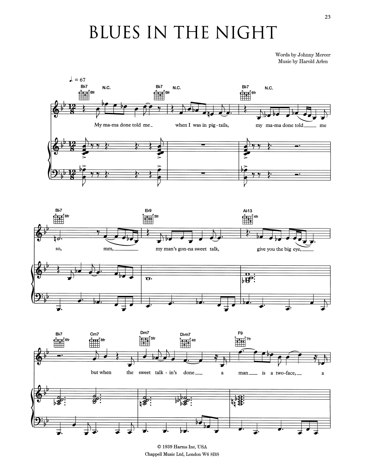 Download Eva Cassidy Blues In The Night Sheet Music