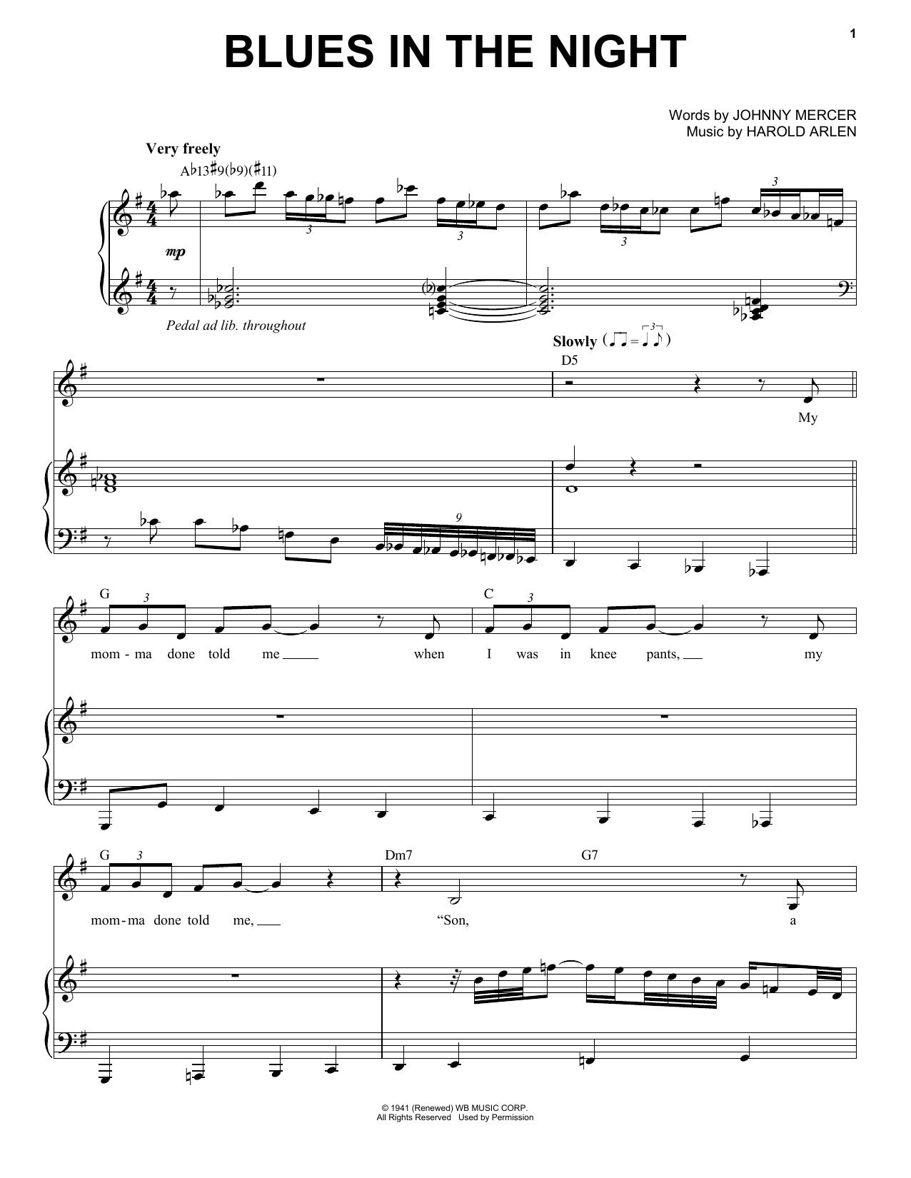Download Frank Sinatra Blues In The Night Sheet Music