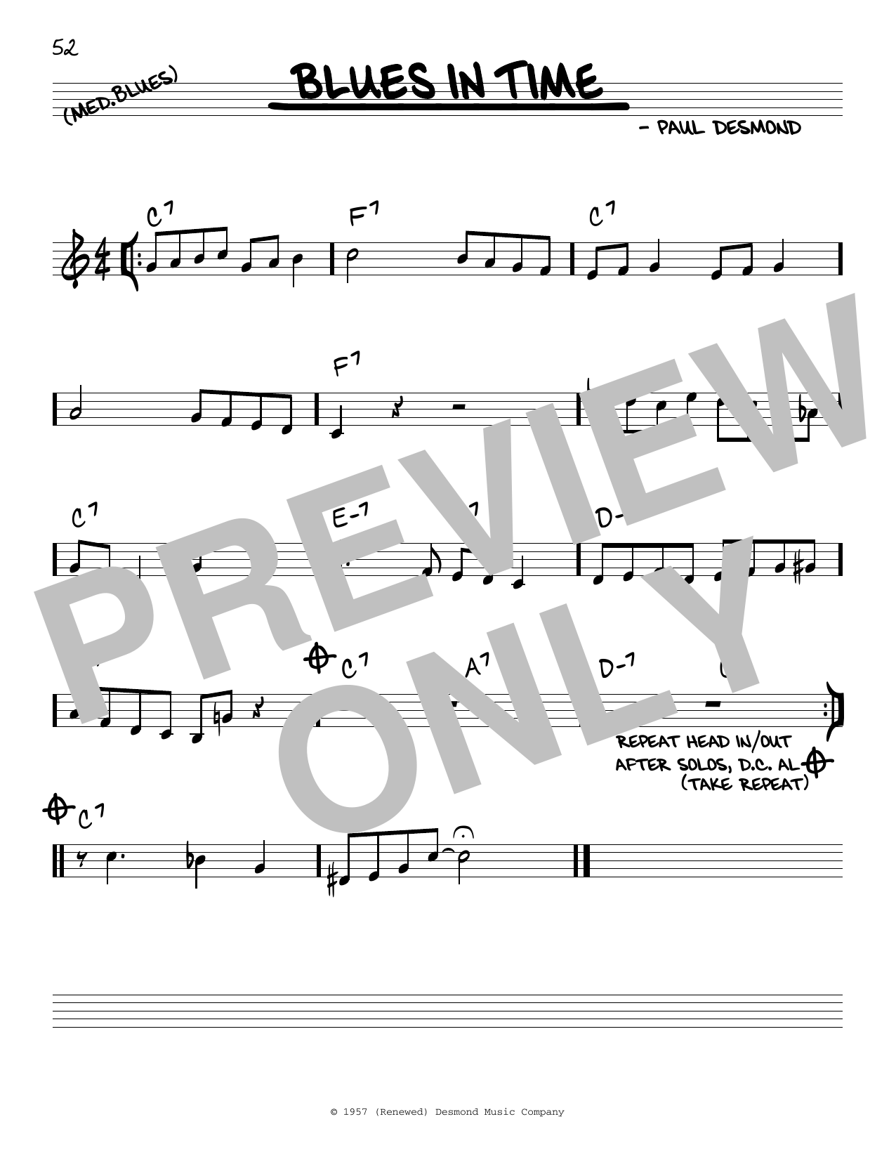 Download Paul Desmond Blues In Time Sheet Music