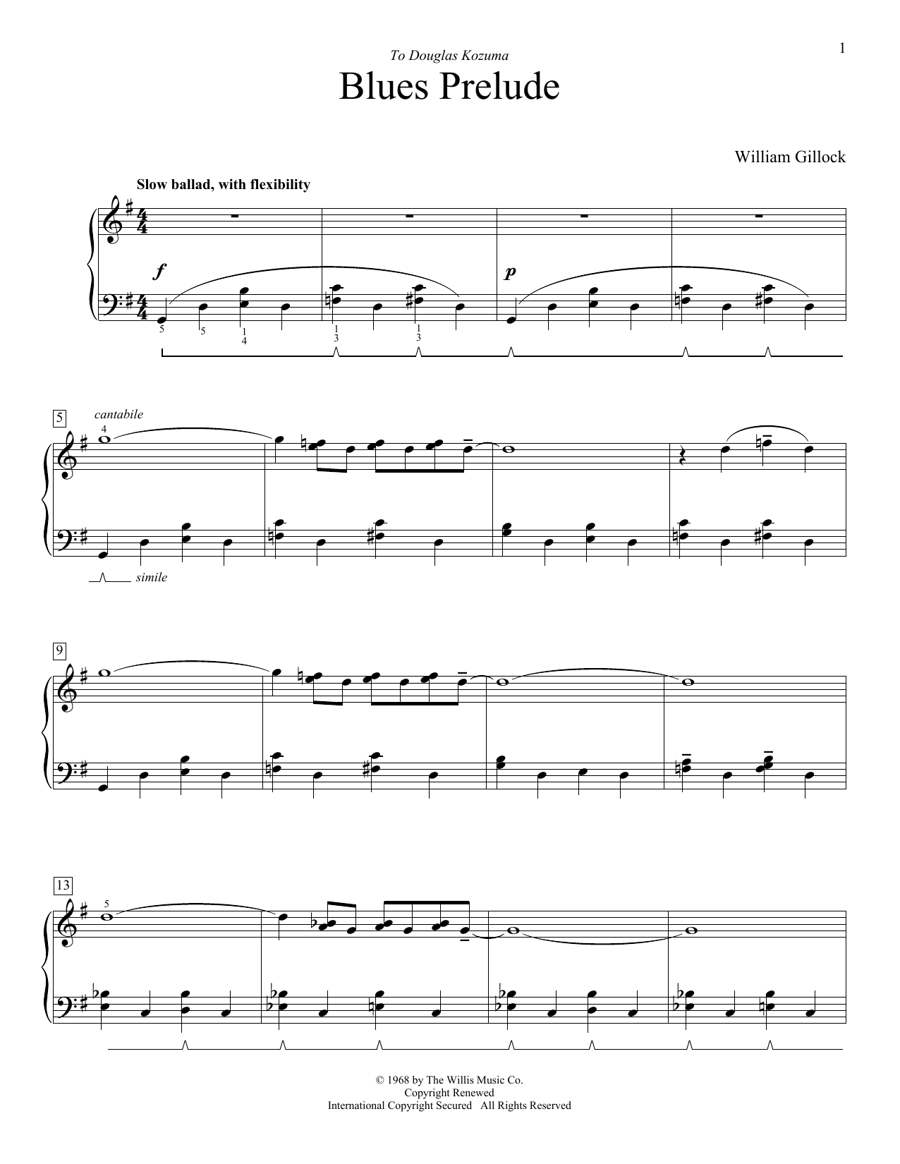 Download William Gillock Blues Prelude Sheet Music