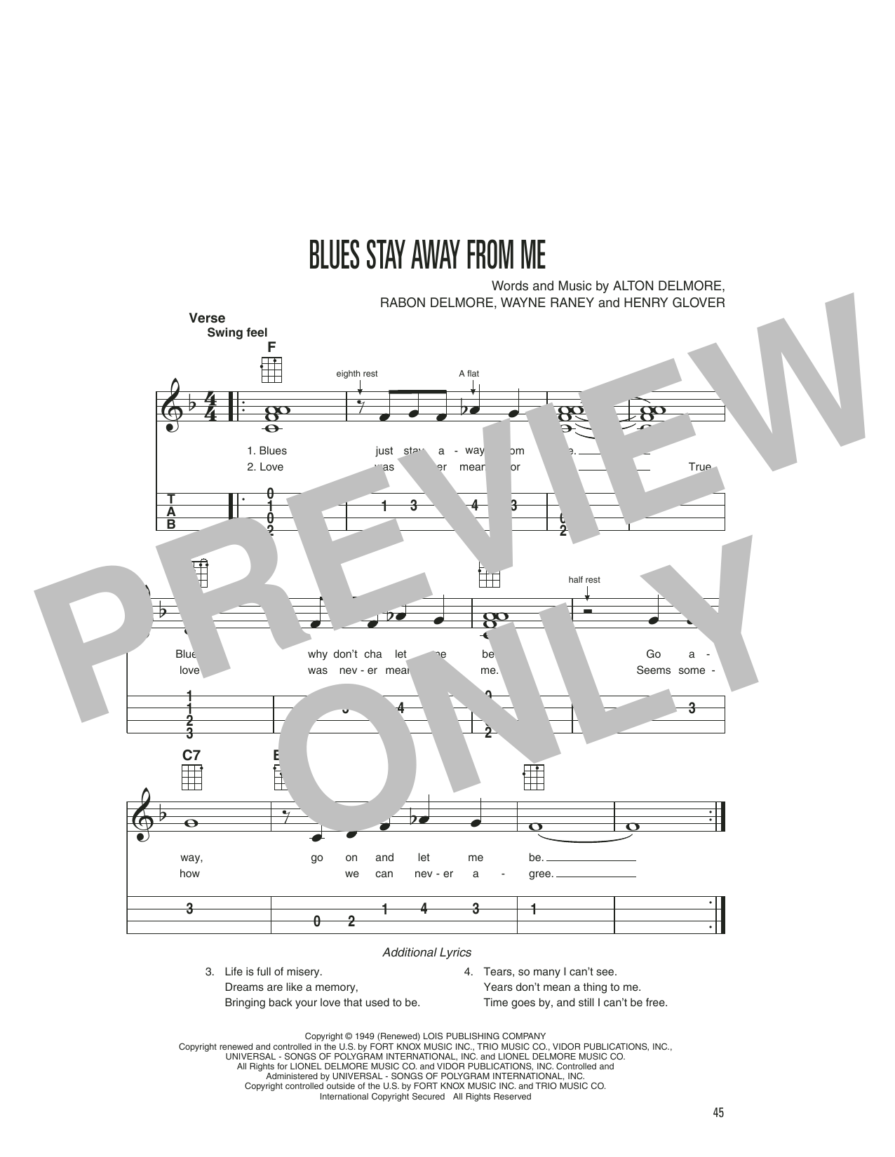 Download Delmore Brothers Blues Stay Away From Me Sheet Music