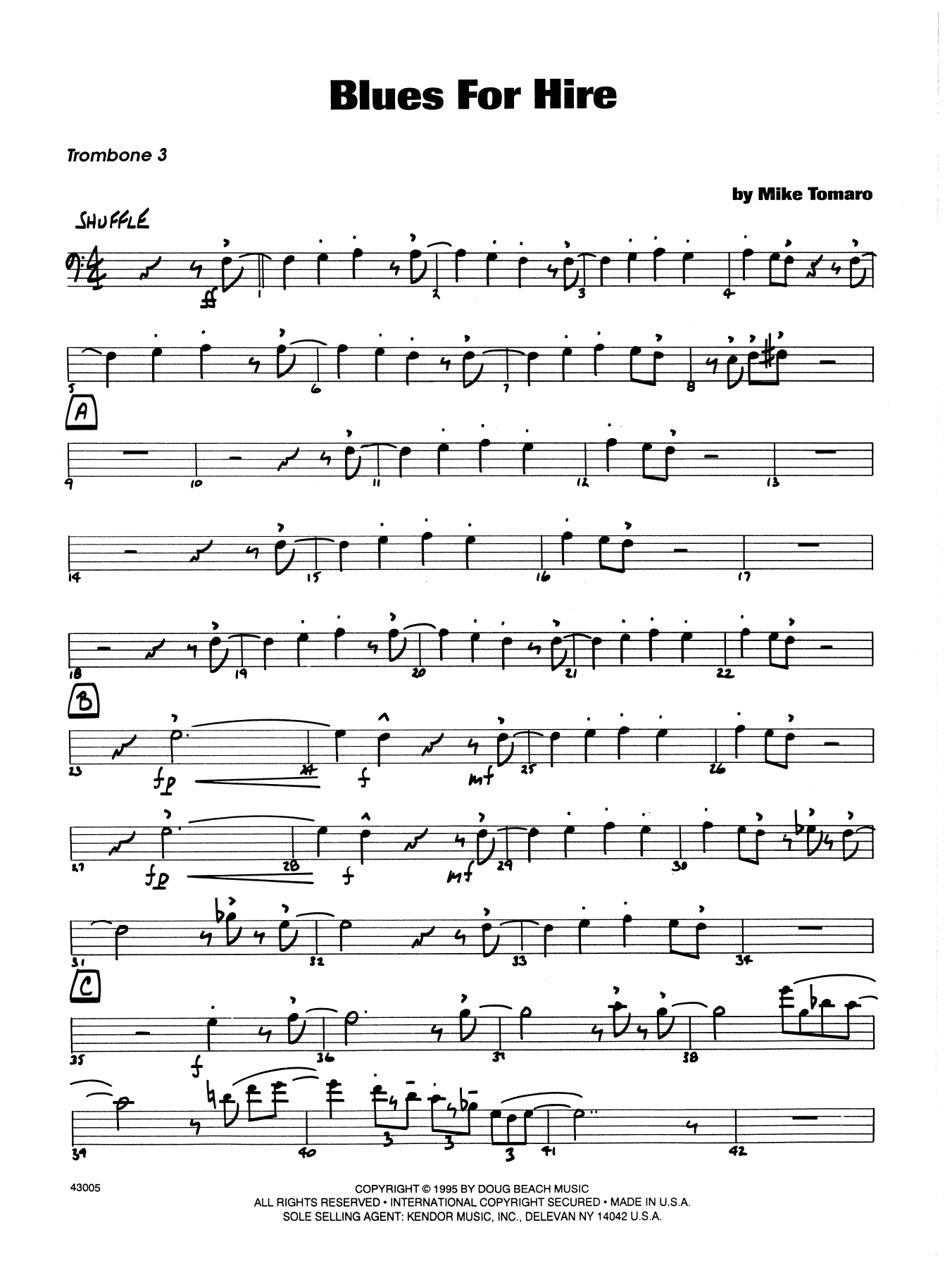Download Mike Tomaro Blues For Hire - 3rd Trombone Sheet Music