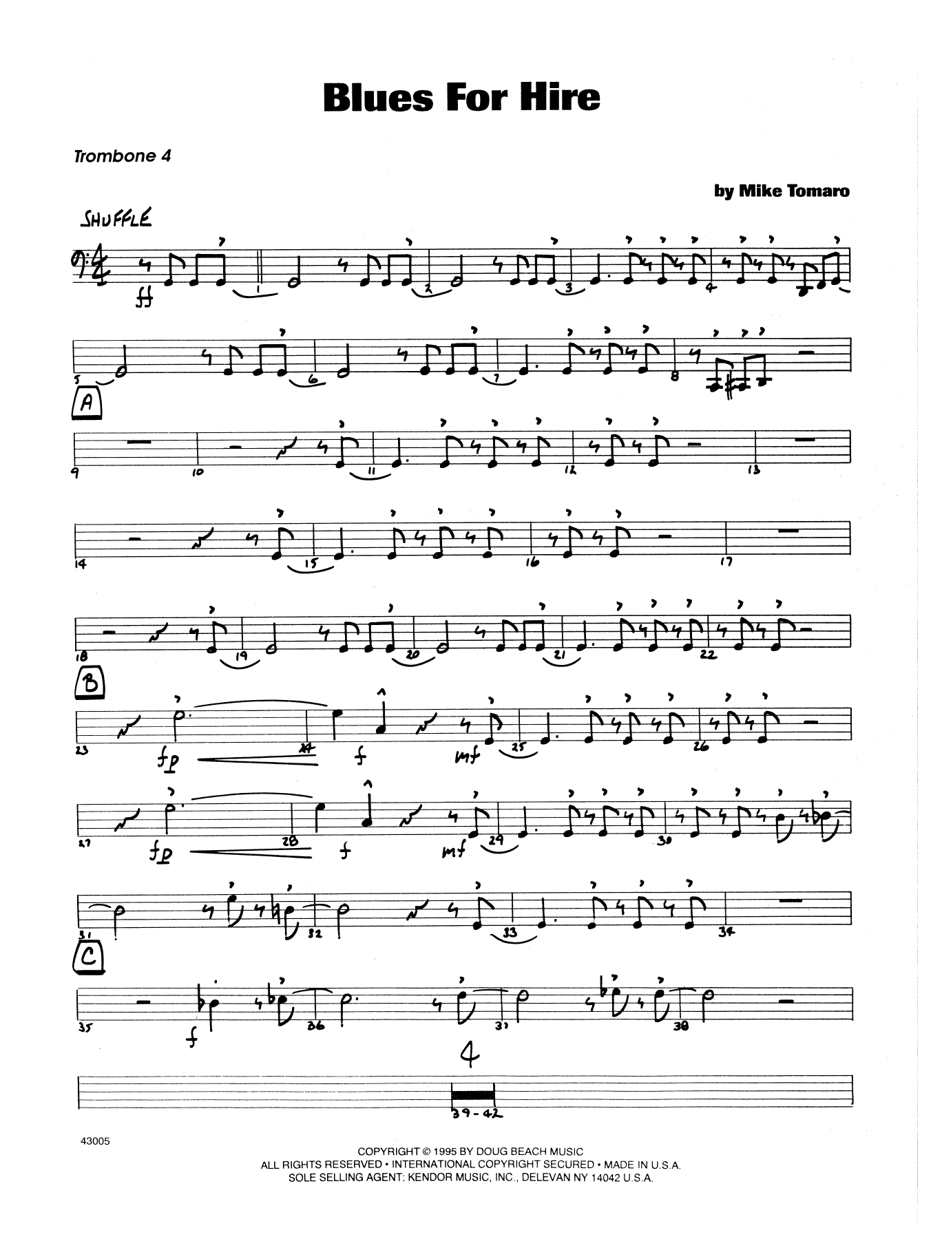 Download Mike Tomaro Blues For Hire - 4th Trombone Sheet Music