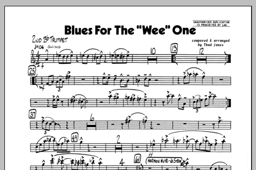 Download Thad Jones Blues For The 'Wee' One - 2nd Bb Trumpe Sheet Music