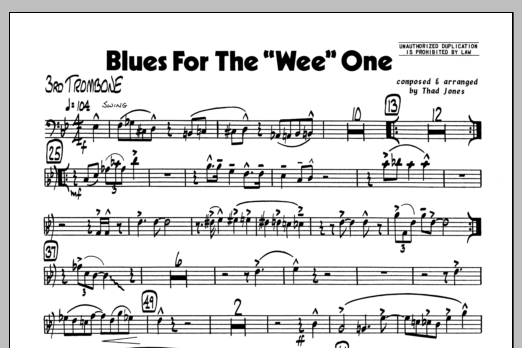 Download Thad Jones Blues For The 'Wee' One - 3rd Trombone Sheet Music