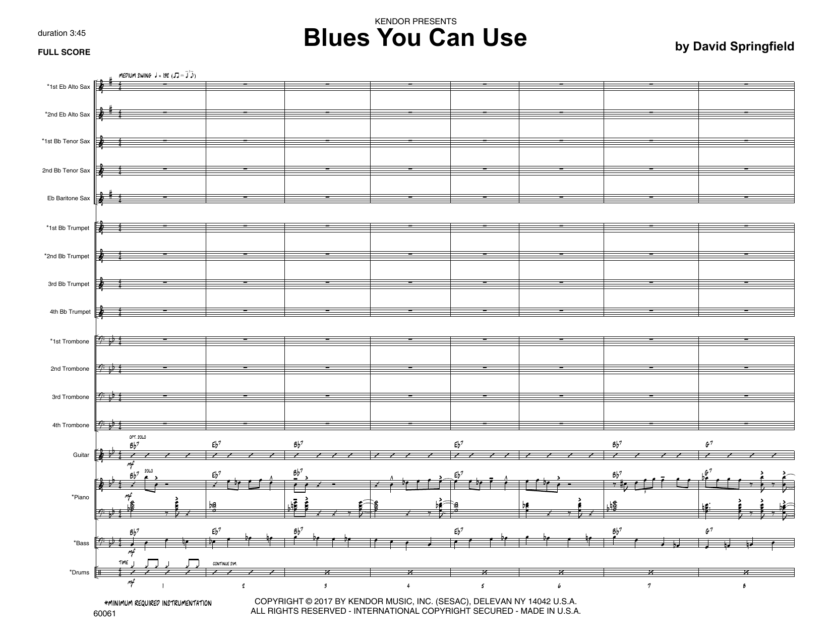 Download David Springfield Blues You Can Use - Full Score Sheet Music