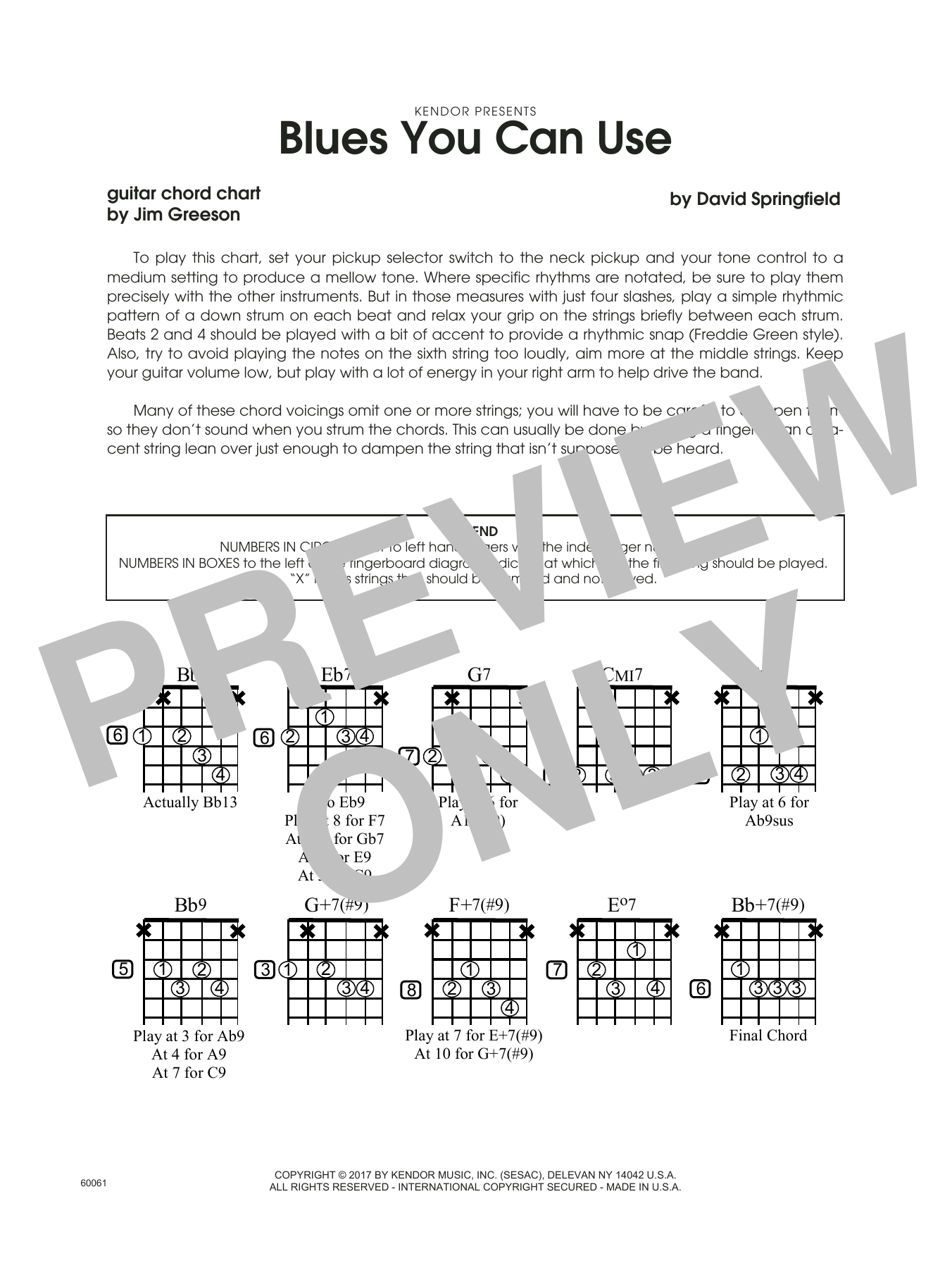 Download David Springfield Blues You Can Use - Guitar Chord Chart Sheet Music