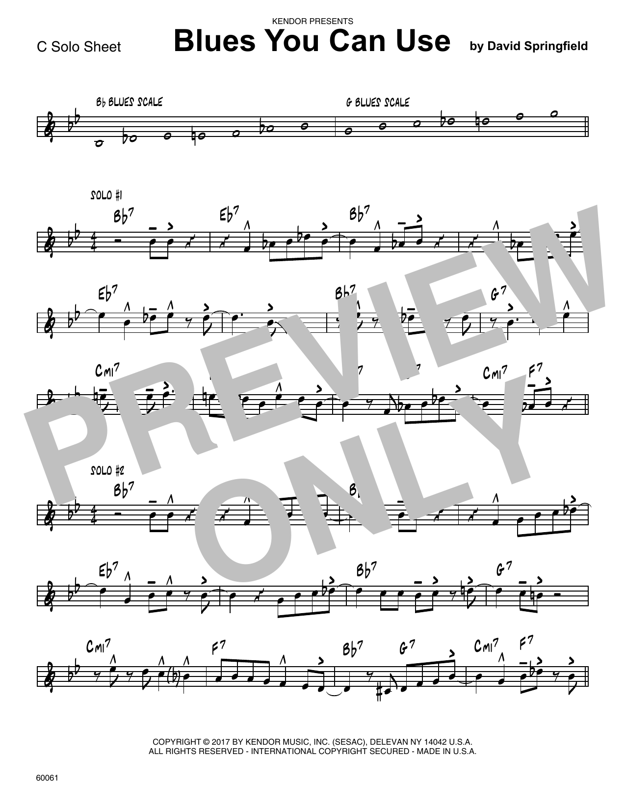 Download David Springfield Blues You Can Use - Solo Sheet - Trumpe Sheet Music