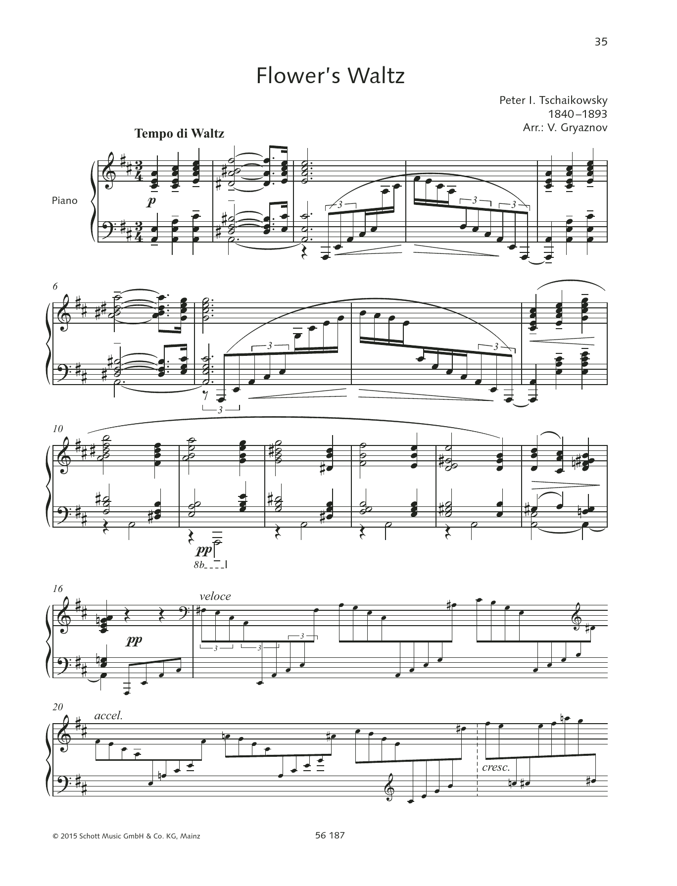 Download Pyotr Il'yich Tchaikovsky Blumenwalzer Sheet Music