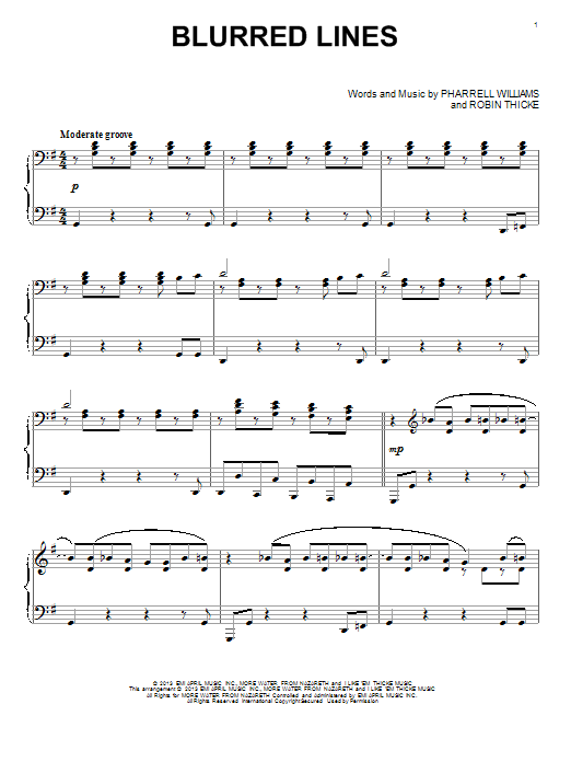Download Robin Thicke Blurred Lines Sheet Music