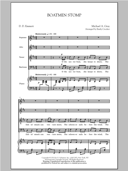Download Michael A. Gray Boatmen Stomp (arr. Emily Crocker) Sheet Music