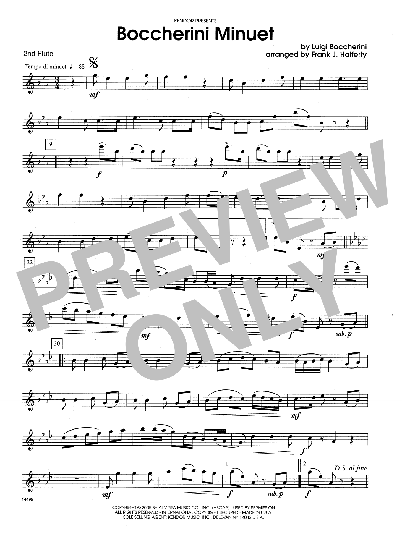 Download Frank J. Halferty Boccherini Minuet - 2nd Flute Sheet Music