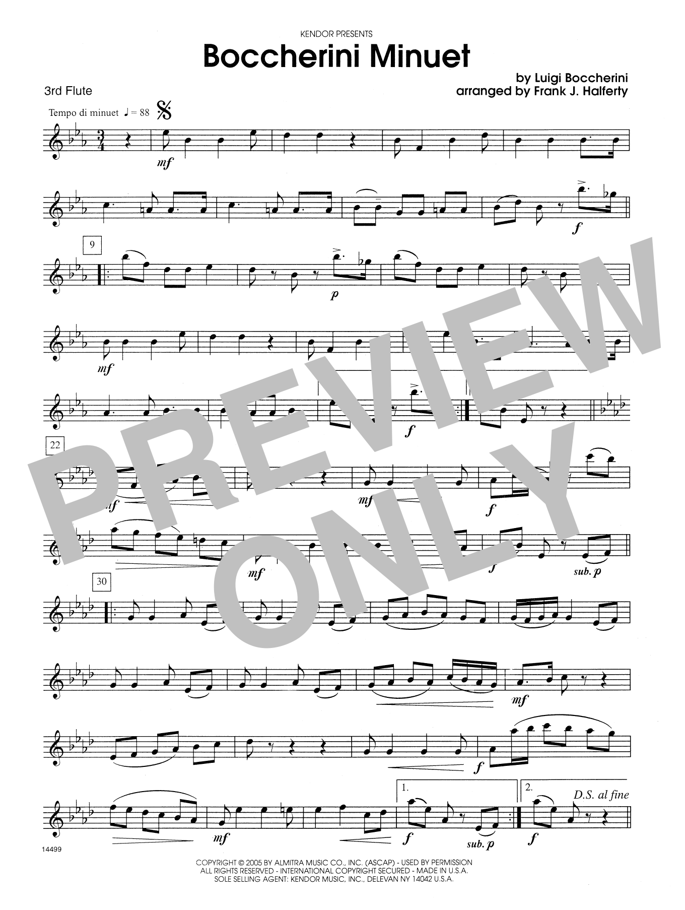 Download Frank J. Halferty Boccherini Minuet - 3rd C Flute Sheet Music