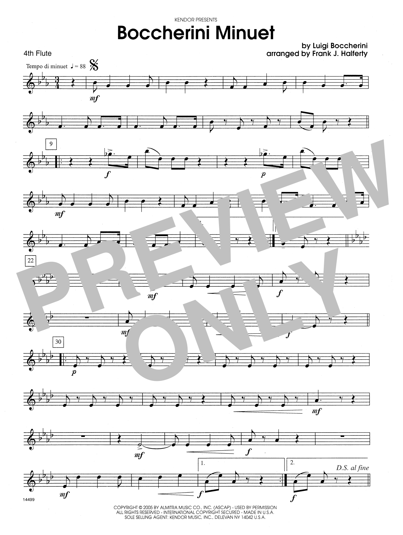 Download Frank J. Halferty Boccherini Minuet - 4th Flute Sheet Music