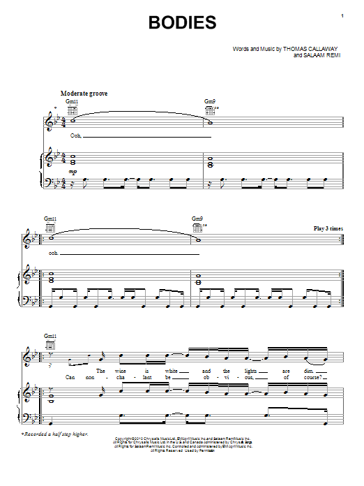 Download Cee Lo Green Bodies Sheet Music