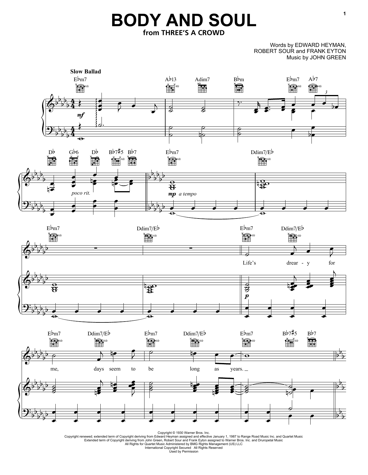 Download Frank Sinatra Body And Soul Sheet Music