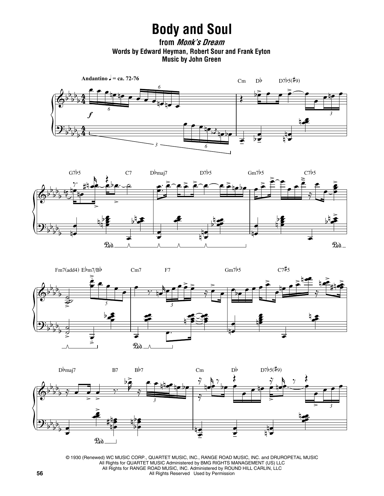 Download Thelonious Monk Body And Soul Sheet Music