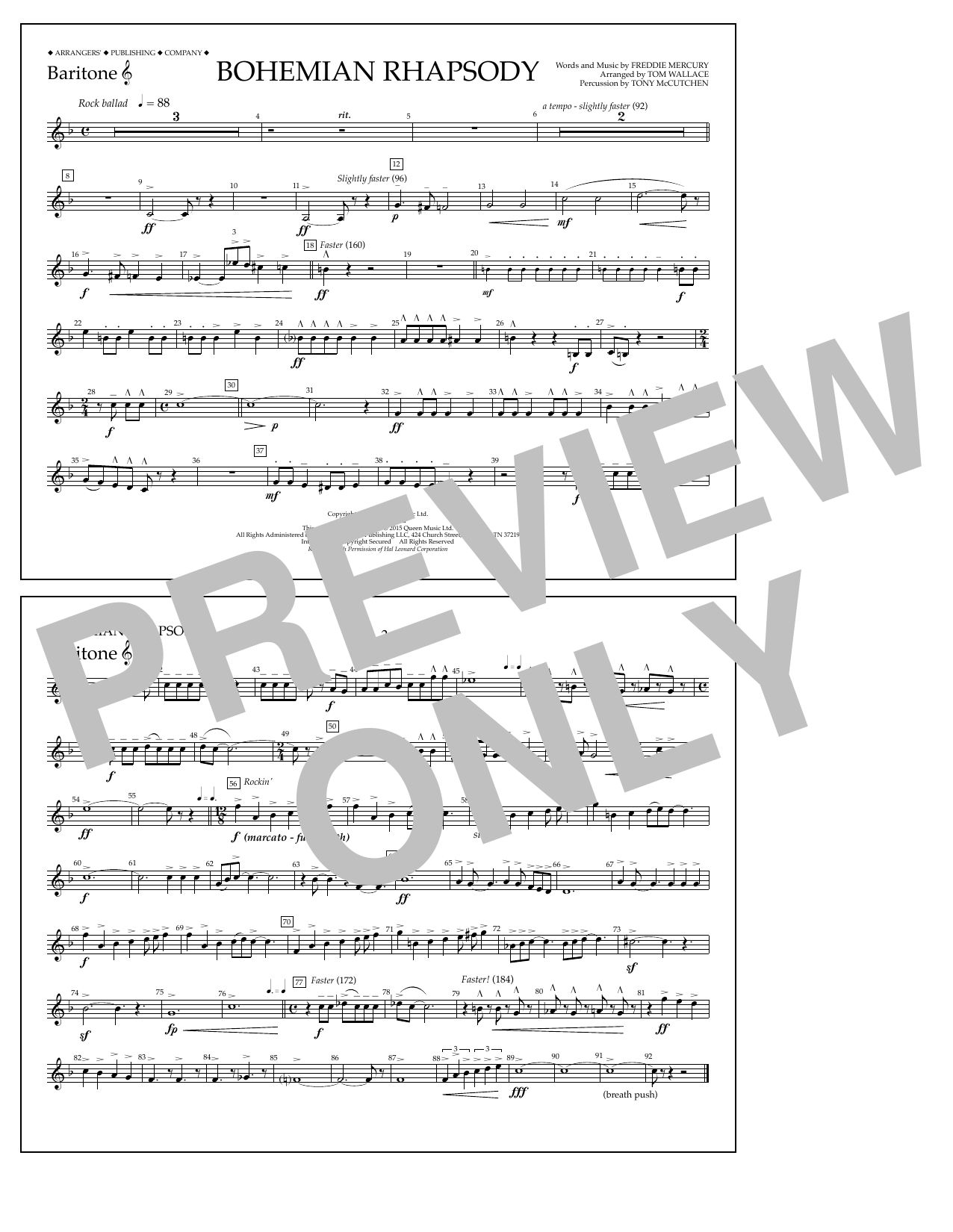 Download Tom Wallace Bohemian Rhapsody - Baritone T.C. Sheet Music