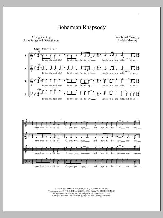Download Queen Bohemian Rhapsody (arr. Deke Sharon) Sheet Music