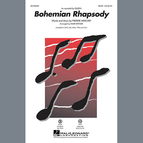 Download Queen Bohemian Rhapsody (arr. Mark Brymer) Sheet Music and Printable PDF Score for SSAA Choir