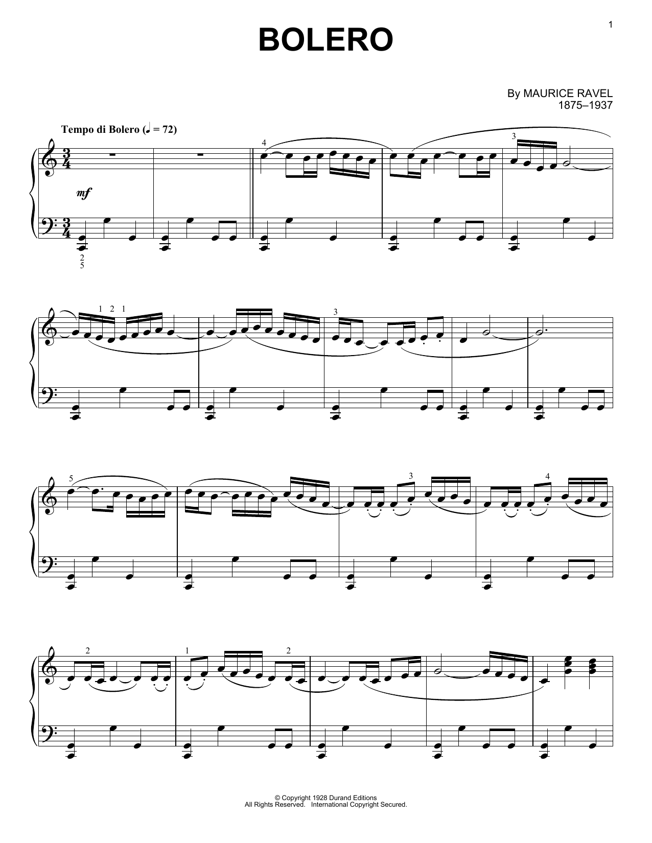 Download Maurice Ravel Bolero Sheet Music