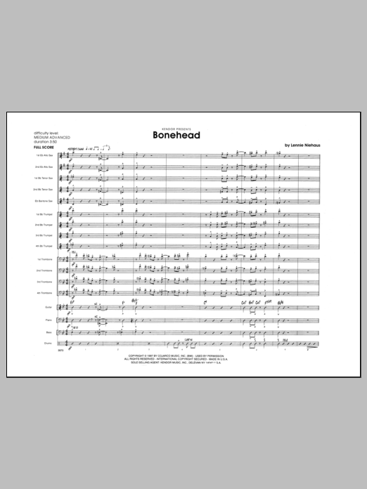 Download Lennie Niehaus Bonehead - Full Score Sheet Music