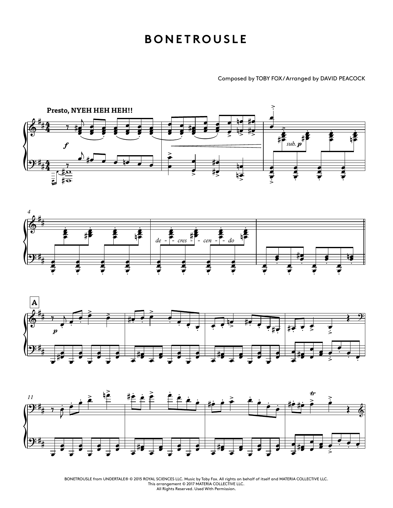 Download Toby Fox Bonetrousle (from Undertale Piano Colle Sheet Music