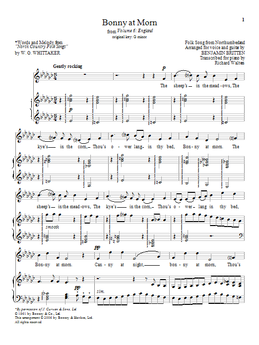 Download Benjamin Britten Bonny at morn (from Volume 6: England) Sheet Music