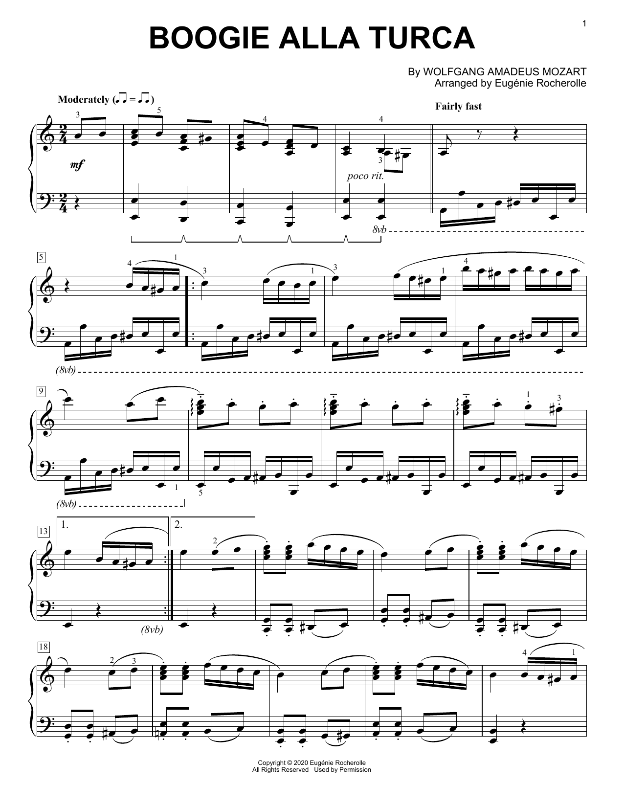 Download Wolfgang Amadeus Mozart Boogie Alla Turca [Boogie-woogie versio Sheet Music