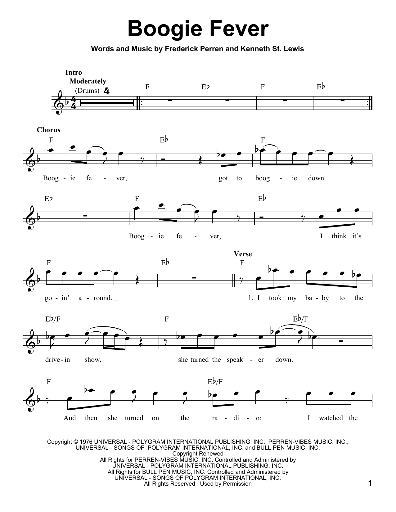 Download The Sylvers Boogie Fever Sheet Music