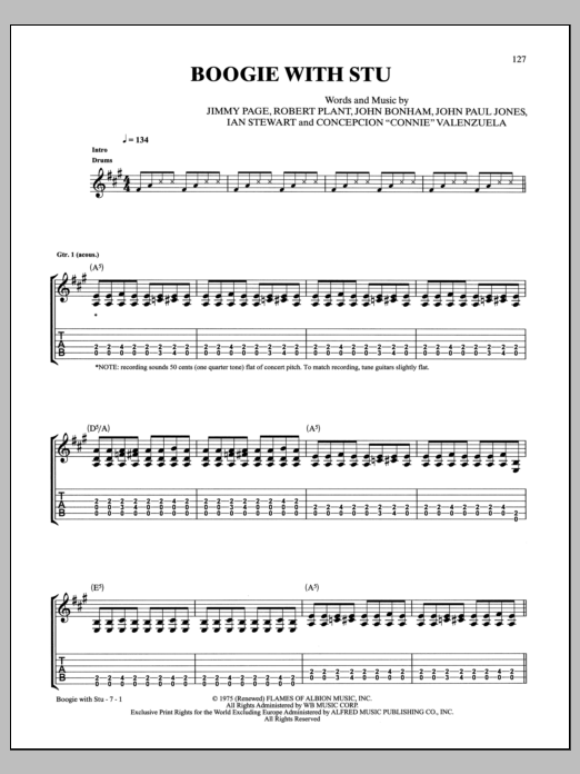 Download Led Zeppelin Boogie With Stu Sheet Music