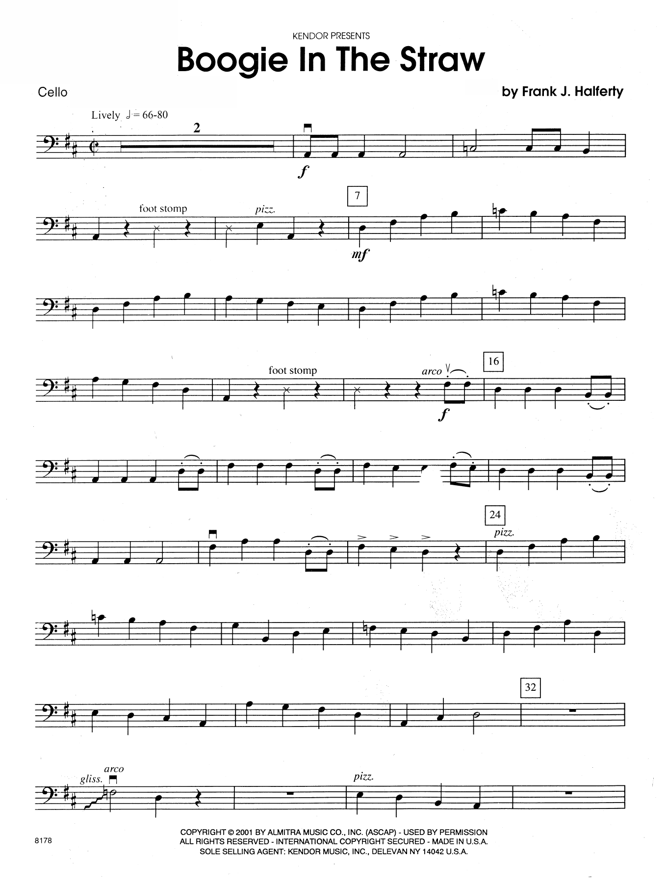 Download Frank J. Halferty Boogie In The Straw - Cello Sheet Music