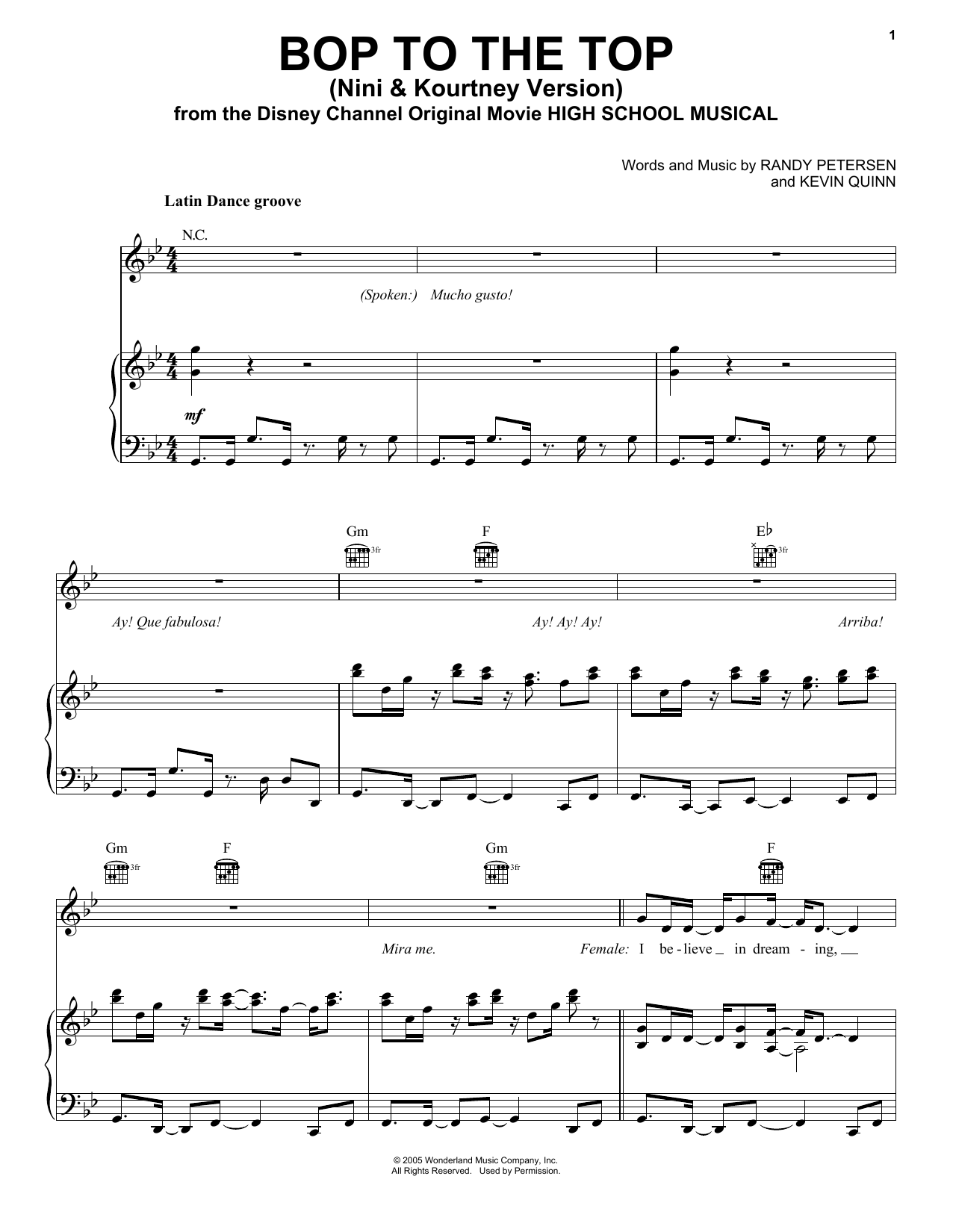 Download Ashley Tisdale and Lucas Grabeel Bop To The Top (from High School Musica Sheet Music