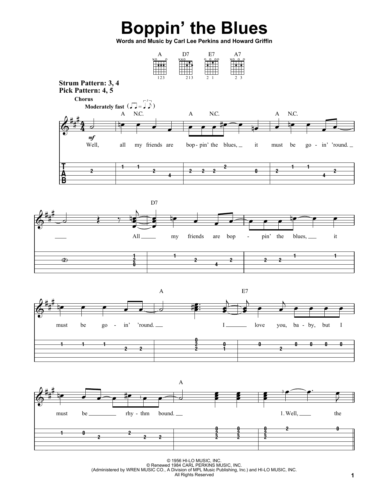Download Carl Perkins Boppin' The Blues Sheet Music