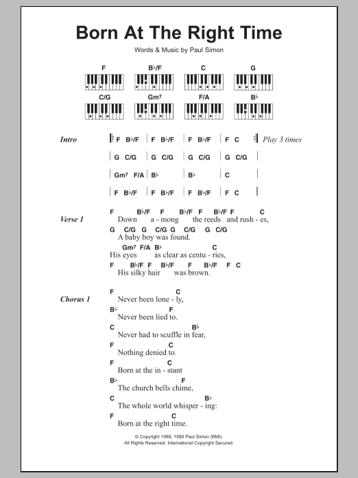 Download Paul Simon Born At The Right Time Sheet Music