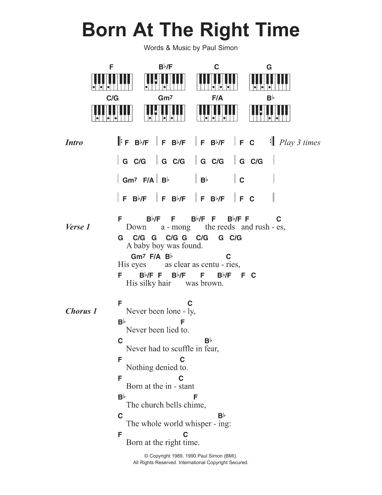 Download Paul Simon Born At The Right Time Sheet Music